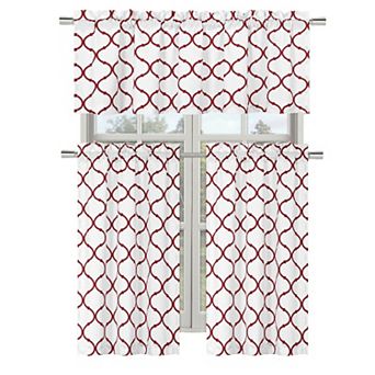Kate Aurora Living Shabby Trellis 3 pc Café Kitchen Curtain Tier And Valance Set