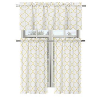 Kate Aurora Living Shabby Trellis 3 pc Café Kitchen Curtain Tier And Valance Set