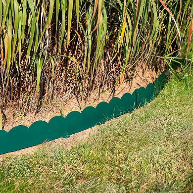 Sunnydaze 5-Piece Steel Scalloped Garden Edging Border - 41.75" - Green