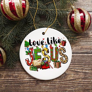 Love Like Jesus Playful Christmas Plaid Religious Ornament