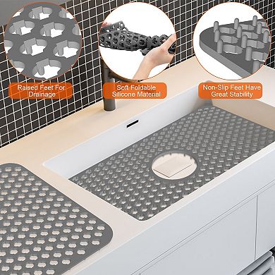 2-Piece Silicone Sink Mat with Drain Hole Non-Slip Dishwasher Safe Protector Do you want me to creat