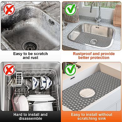 2-Piece Silicone Sink Mat with Drain Hole Non-Slip Dishwasher Safe Protector Do you want me to creat