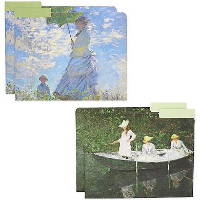 12pcs Claude Monet Decorative File Folders Letter Size 1/3 Cut Manilla Organizer