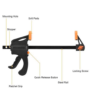 2Pcs Woodworking Bar F Clamps Quick Grip Ratchet Release for Carpentry & DIY Woodwork