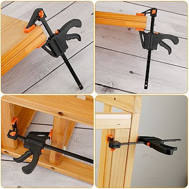 2Pcs Woodworking Bar F Clamps Quick Grip Ratchet Release for Carpentry & DIY Woodwork