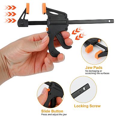 2Pcs Woodworking Bar F Clamps Quick Grip Ratchet Release for Carpentry & DIY Woodwork