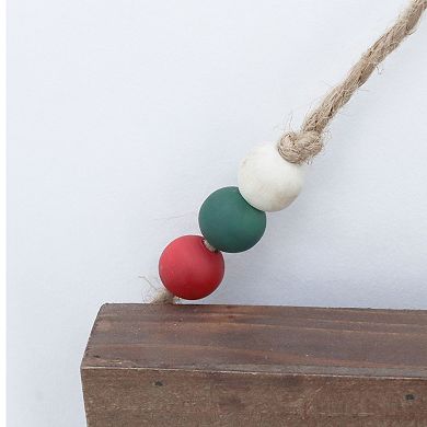 Parisloft Joy Wooden Holiday Wall Sign with Wood Bead String Hanger