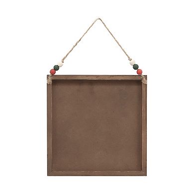 Parisloft Joy Wooden Holiday Wall Sign with Wood Bead String Hanger