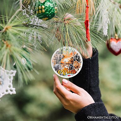 Natural Beauty and African Wildlife Artistic Ornament, Watercolor Safari View of Africa Souvenir