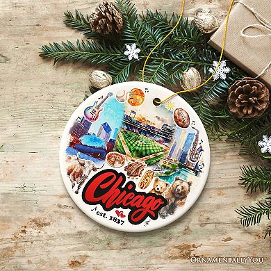 Chicago City Artistic Ornament, Illinois Souvenir and Christmas Gift Decoration
