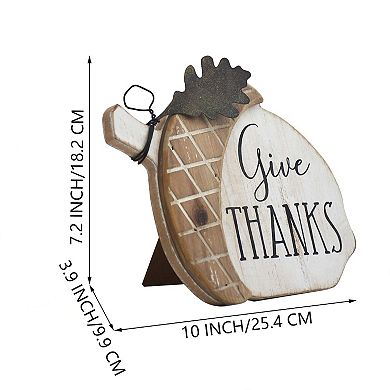 Parisloft Give Thanks Farmhouse Wood and Metal Acorn Accent Tabletop Decor