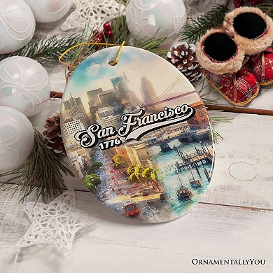 San Francisco Artistry Handmade Ceramic Christmas Ornament, California Art Souvenir