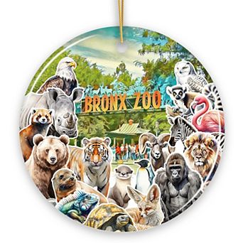 Bronx Zoo Animal Collage Ceramic Ornament, New York City Traveler Souvenir