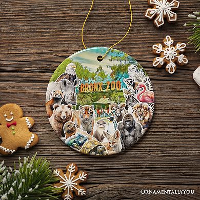 Bronx Zoo Animal Collage Ceramic Ornament, New York City Traveler Souvenir