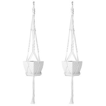 2 pc Cotton Rope Plant Hangers 40 in Flowerpot Net Bags with 4 Legs, Fit 411 in Pots