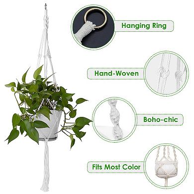 2Pcs Cotton Rope Plant Hangers 40in Flowerpot Net Bags with 4 Legs, Fit 411in Pots