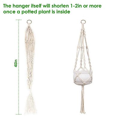 2Pcs Cotton Rope Plant Hangers 40in Flowerpot Net Bags with 4 Legs, Fit 411in Pots