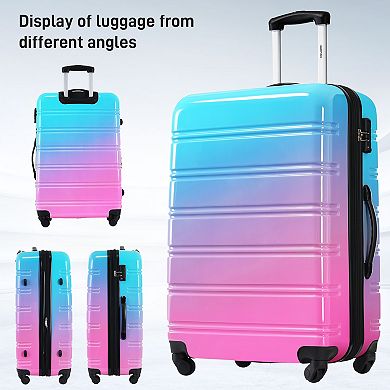 Merax Hardshell Luggage Sets 3 Piece Gradient Color Expandable Suitcase with Spinner Wheels