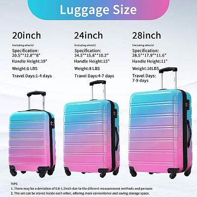 Merax Hardshell Luggage Sets 3 Piece Gradient Color Expandable