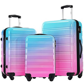 Merax Hardshell Luggage Sets 3 pc Gradient Color Expandable Suitcase with Spinner Wheels