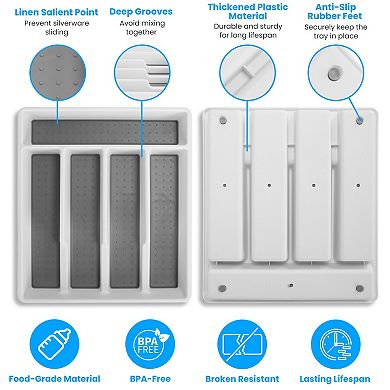 2Pcs Silverware Organizer Utensil Flatware Organizer Kitchen Drawer
