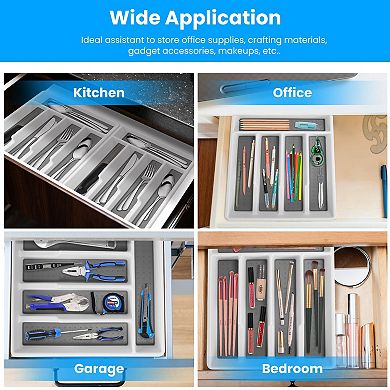 2Pcs Silverware Organizer Utensil Flatware Organizer Kitchen Drawer