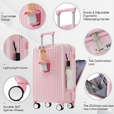 Merax Luggage Sets 3 Piece, Front Opening Design Airline Certified Carry On Luggage Set