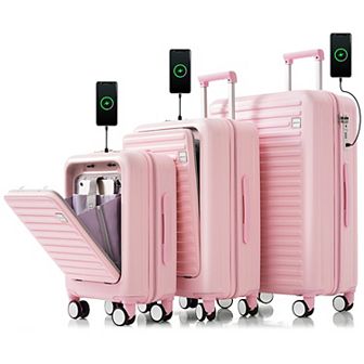Merax Luggage Sets 3 pc Front Opening Design Airline Certified Carry On Luggage Set