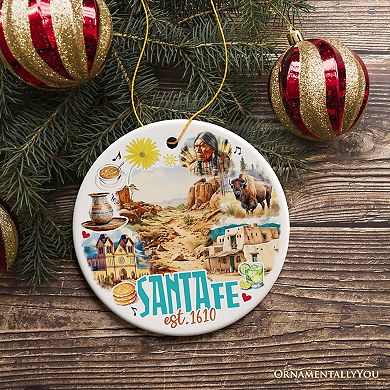 Vintage Santa Fe Ceramic Christmas Ornament, New Mexico Souvenir