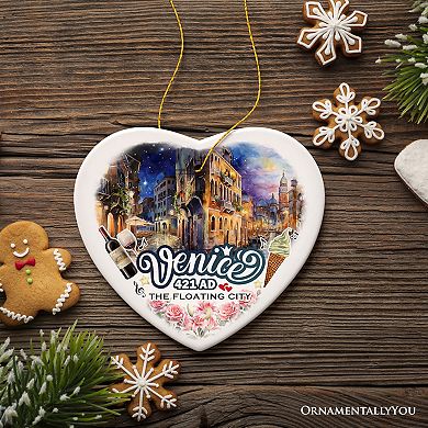 Artistic Venice Unique Cultural Christmas Ornament, Vintage Italy Gift and Keepsake Souvenir, Heart