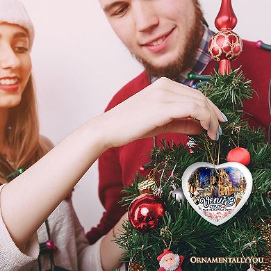 Artistic Venice Unique Cultural Christmas Ornament, Vintage Italy Gift and Keepsake Souvenir, Heart