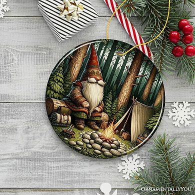 Nordic Folk Gnome Forest Elder Ornament, Scandinavian Folklore Camping Tree Decor