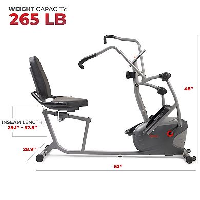 Sunny Health & Fitness Performance Smart Magnetic Recumbent Elliptical Cross Trainer