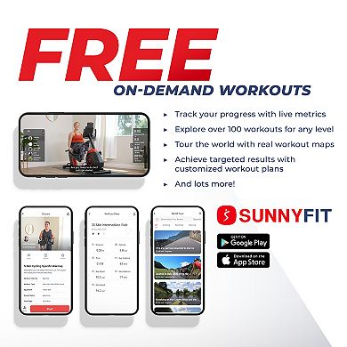Sunny Health & Fitness Performance Smart Magnetic Recumbent Elliptical Cross Trainer