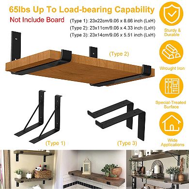 2-Pack Heavy Duty Wall Mounted Shelf Brackets L-Shaped Metal Rack Supports with Screws