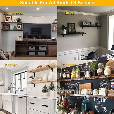 2-Pack Heavy Duty Wall Mounted Shelf Brackets L-Shaped Metal Rack Supports with Screws