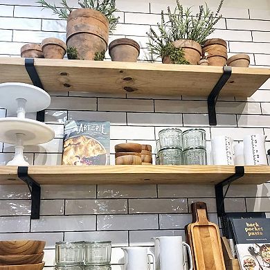 2-Pack Heavy Duty Wall Mounted Shelf Brackets L-Shaped Metal Rack Supports with Screws