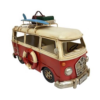 M Vw Red Metal Bus Décor