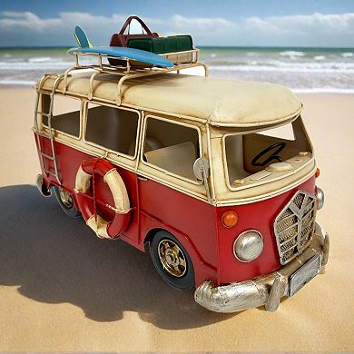 M Vw Red Metal Bus Décor