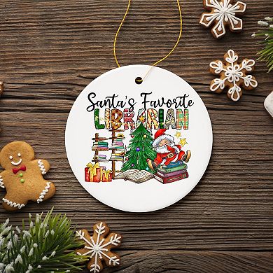 Santa’s Favorite Librarian Christmas Ornament, Fun Library Gift