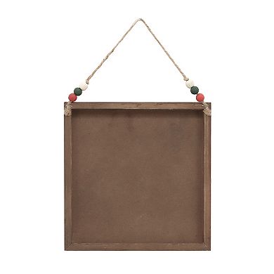 Parisloft 'Tis the Season Wooden Holiday Wall Sign with Wood Bead String Hanger