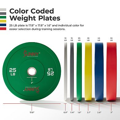 Sunny Health & Fitness Elite 2" Olympic Weight Plates 25 Lb. (pair)