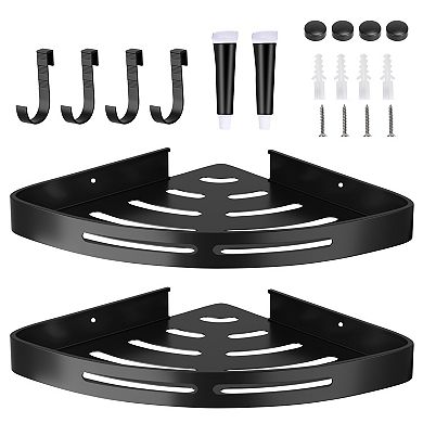 2Pcs Corner Shower Caddy Shelf Adhesive Bathroom Wall Mounted Storage Racks