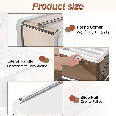 3-Pack Foldable Storage Bins with Lid, Stackable Closet Organizer with Handle & Divider