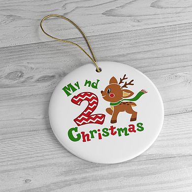 My 2nd Christmas Baby Fawn Ornament, Circle Version