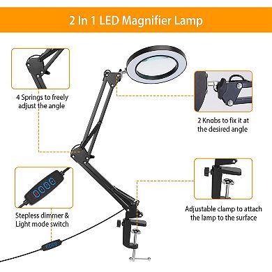 2-n-1 Led Magnifier Desk Lamp