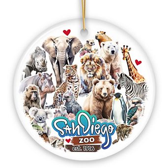 Artistic San Diego Zoo Handcrafted Ornament, California Ceramic Souvenir and Tree Decor, Version 2