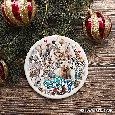 Artistic San Diego Zoo Handcrafted Ornament, California Ceramic Souvenir and Tree Decor, Version 2