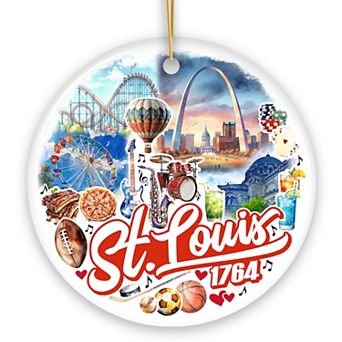 Spectacular St. Louis City Ceramic Art Ornament, Vintage Missouri Souvenir and Decor, Circle
