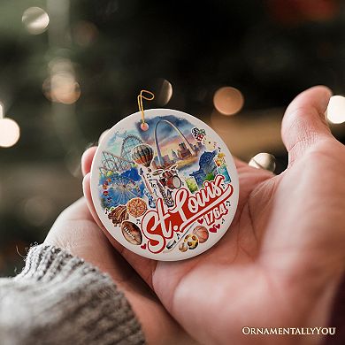 Spectacular St. Louis City Ceramic Art Ornament, Vintage Missouri Souvenir and Decor, Circle